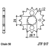 Reťazové koliečko JT JTF 517-16 16T, 530
